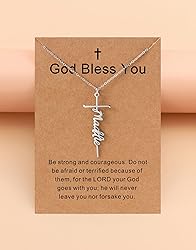 Lcherry Maddie Name Cross Necklace Personalized