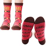 PXTIDY 18 Year Old Girl Birthday Gift OMG I'm an Adult Now Socks Funny Adult Birthday Gifts for Girl 2 PAIRS