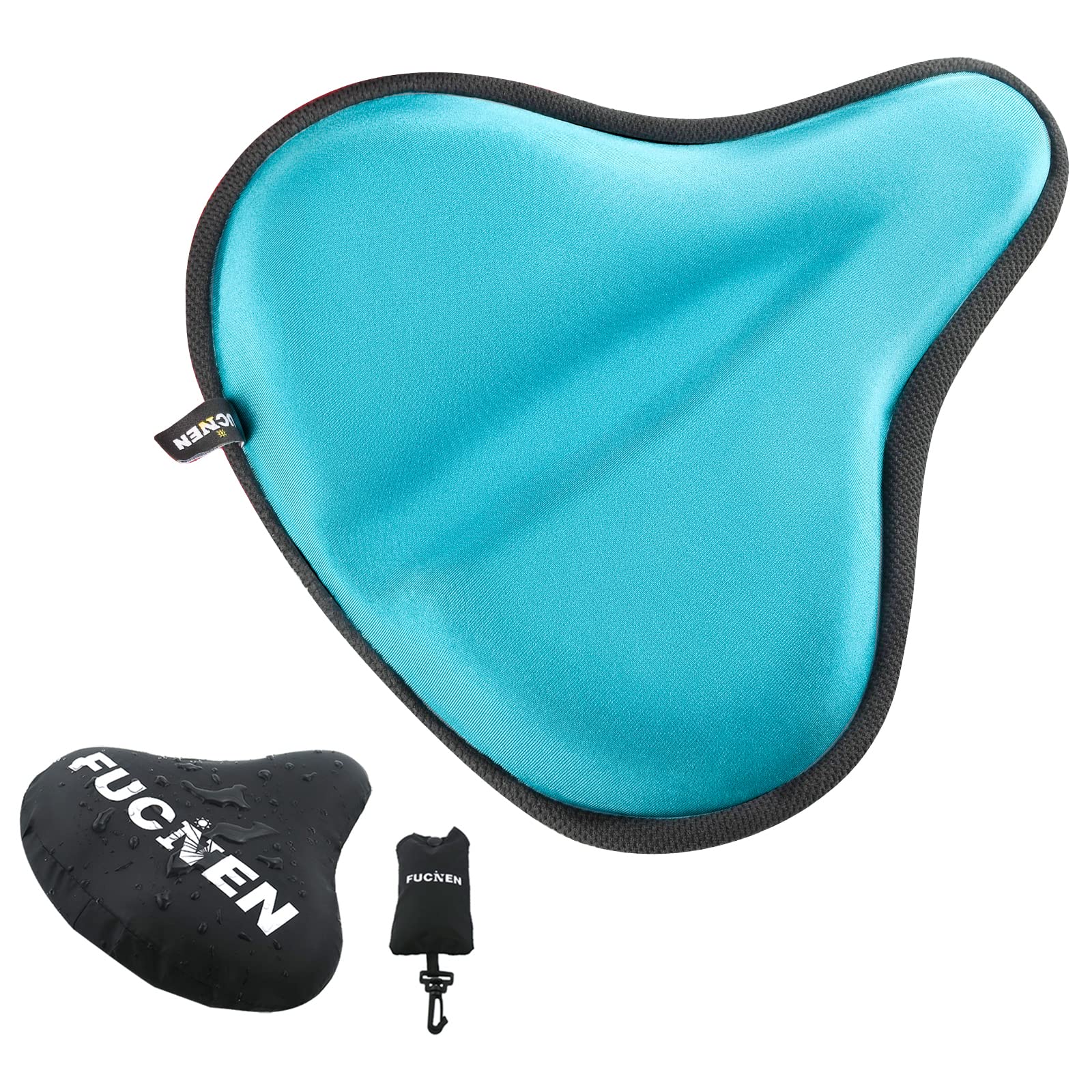 FUCNEN Gel Bike Seat Cover Light Blue Exercise Bike Seat Cover Padded for Bike Bicycle Gel Saddle Covers For Women/Man Comfortable Bike Cushion Seat Cover Cycling Seat Cover - 27 x 25CM