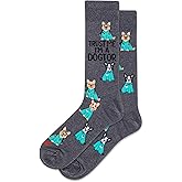 Hot Sox Men's Trust Me I'M A Dogtor Crew Socks 1 Pair, Charcoal Heather, 10-13