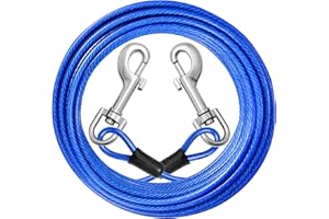 jenico Dog Tie Out Cable: 15ft Dog Leads for Yard Heavy Duty - Reflective Chain Leash for Outside Small Large Dogs Up to 125lbs Outdoor Runner Camping