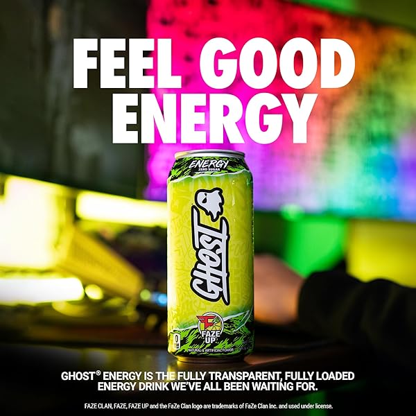 GHOST ENERGY PERFORMANCE ENERGY DRINK, FAZE CLAN “FAZE UP” – 12-PACK X 16OZ CANS – ENERGY & FOCUS – ZERO SUGARS, 200MG OF NATURAL CAFFEINE, L-CARNITINE & TAURINE – GLUTEN FREE & VEGAN