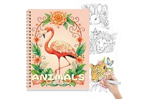 Tlenpo Adult Coloring Book for Women, 25 Animal Patterns Spiral Bound Adult Coloring Books, Single-Sided Print of Relaxing An
