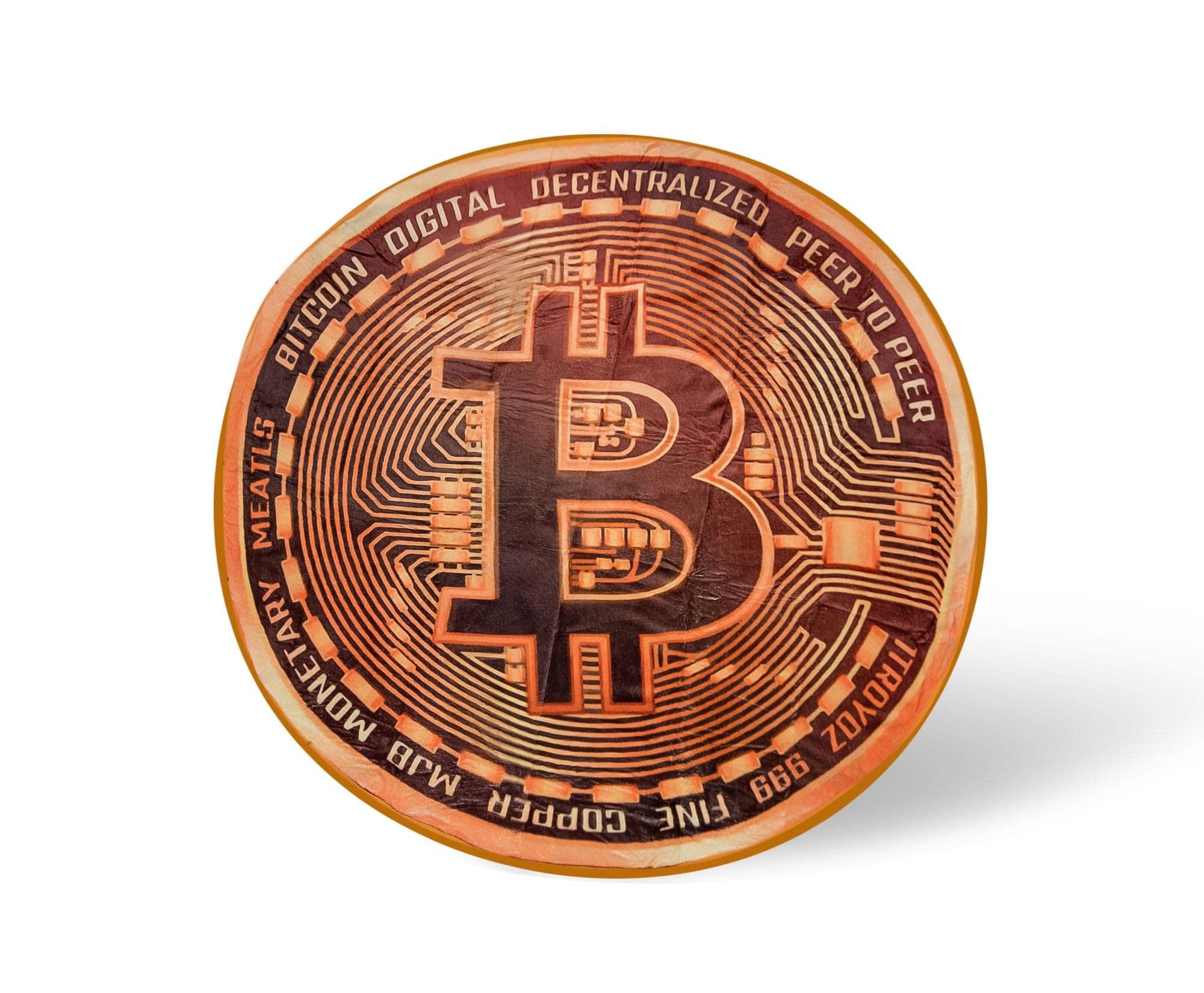 Toynk Bitcoin Cryptocurrency Round Fleece Throw Blanket | Plush Soft Polyester Cover For Sofa and Bed, Cozy Home Decor Room Essentials | Funny Money Prop Gifts For Teens, Kids | 60 Inches