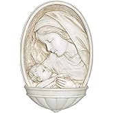 Joseph's Studio by Roman - Madonna and Child Holy Water Font, Renaissance Collection, 8" H, Resin and Stone, Religious Gift, Decoration, Collection, Durable, Long Lasting