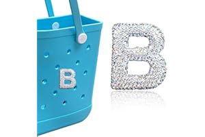 HLUWA Diamond Letter Charms for Bogg Bag - Sparkling Rhinestone Alphabet Lettering Accessories for Handbag, Beach Tote Bag