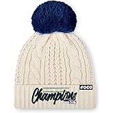 FOCO Seattle Seahawks NFL Super Bowl LX Champions Primary Logo White Cable Knit Pom Beanie