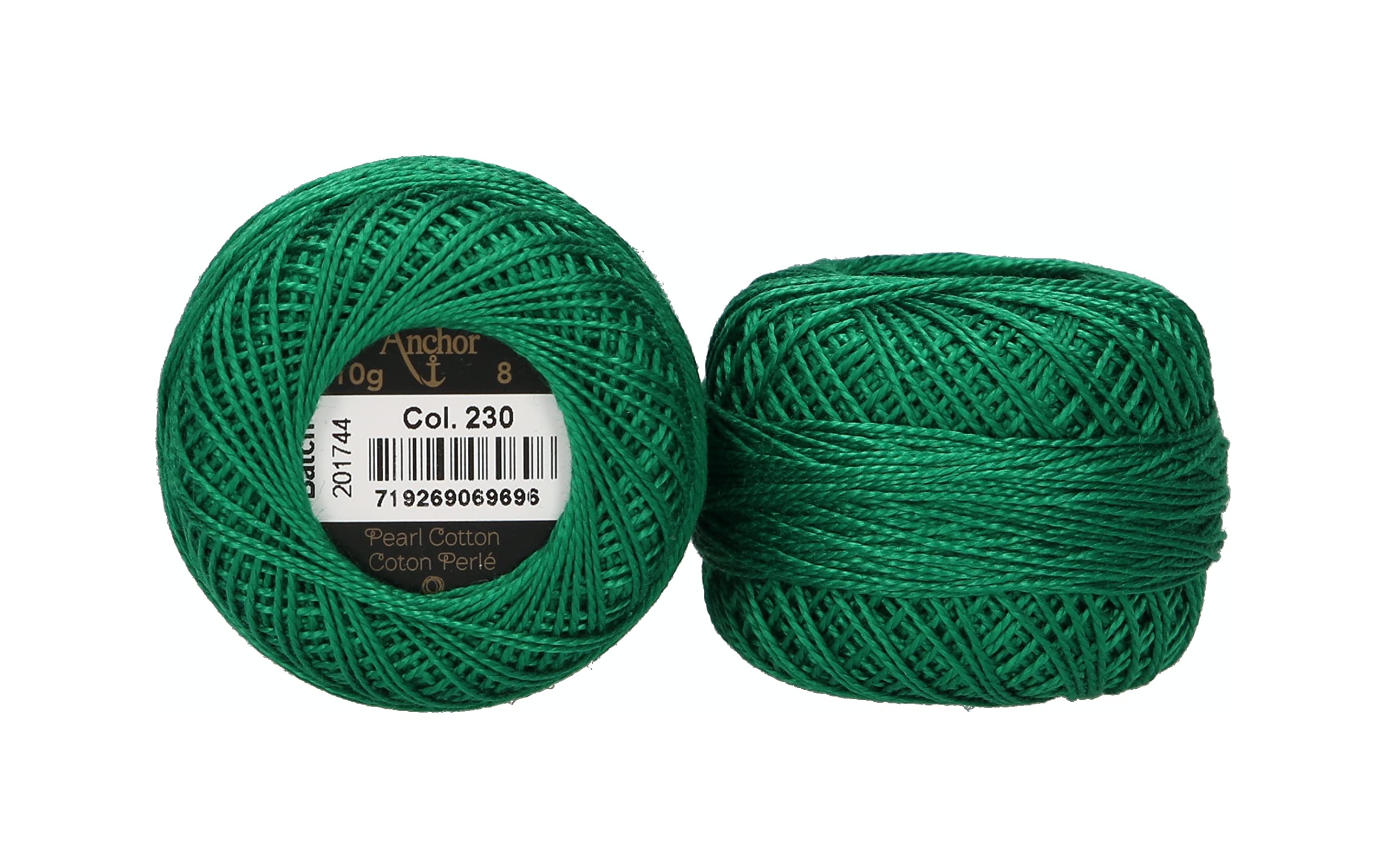 ANCHOR Pearl Yarn, Thickness: 8, Packaging: 10G, Running Length: 82M phosphorgrün dunkel Embroidery Threads