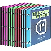 WOT I Telescoping 3 Ring Binder 1 Inch 12-Pack, Expandable Flexible Binder - Patented Design for Easy Portability, Holds 225 Sheets, 4 Bright Colors for School, Office&Home Organization