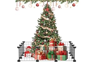 PROFULLY 30 * 40cm/ 12 * 16Inch Black Christmas Tree Fence, Christmas Picket Around Tree, Fence Barrier for Dogs Cats Puppy Pets, 12Pieces