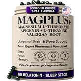 Liposomal Magnesium L-Threonate with Apigenin, L-Theanine, &amp; Valerian Root | Melatonin-Free Restful Sleep &amp; Calm Focus Support: 7-Ingredient Formula with L-Theanine, Valerian Root &amp; Chamomile