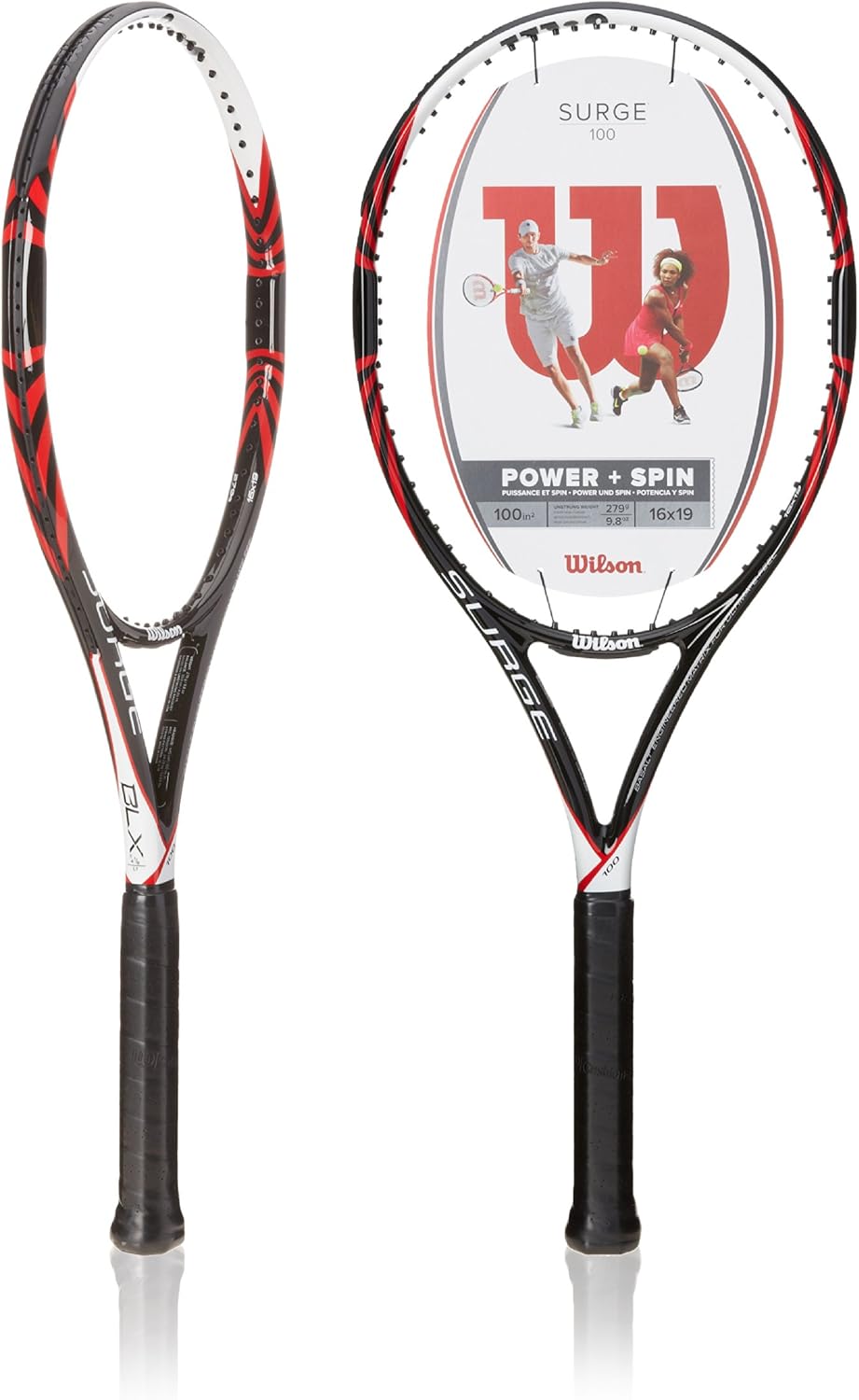 Wilson Surge BLX Unstrung Tennis Racquet (Black/Red, 4 3/8Inch Grip