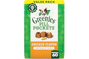 GREENIES PILL POCKETS Capsule Size Natural Soft Dog Treats Chicken Flavor, (60 Treats) 15.8oz. Pack