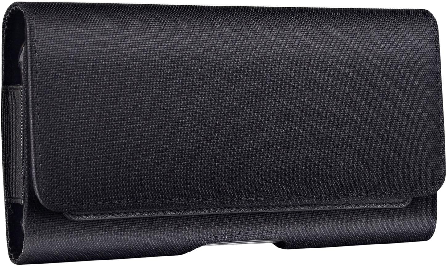 Galaxy S9 Plus Holster Case, Gcepls Nylon Holster Pouch Belt Clip Case for Apple iPhone XS MAX/ iPhone XR /iPhone 8 Plus /Galaxy S8 Plus with a Thin Case - Built In Card Slot Wallet Case - Black