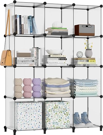 HOMIDEC Cube Bookcase 12-Cube Storage Unit Bookshelf Organizer White