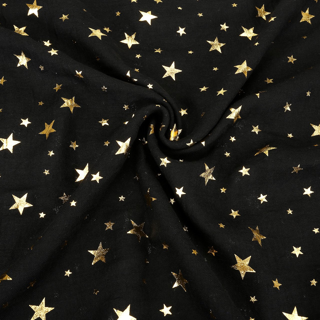 CHIC DIARY Women Ladies Star Printed Pattern Lightweight Head Pashmina Wrap Scarf … (01-Black)