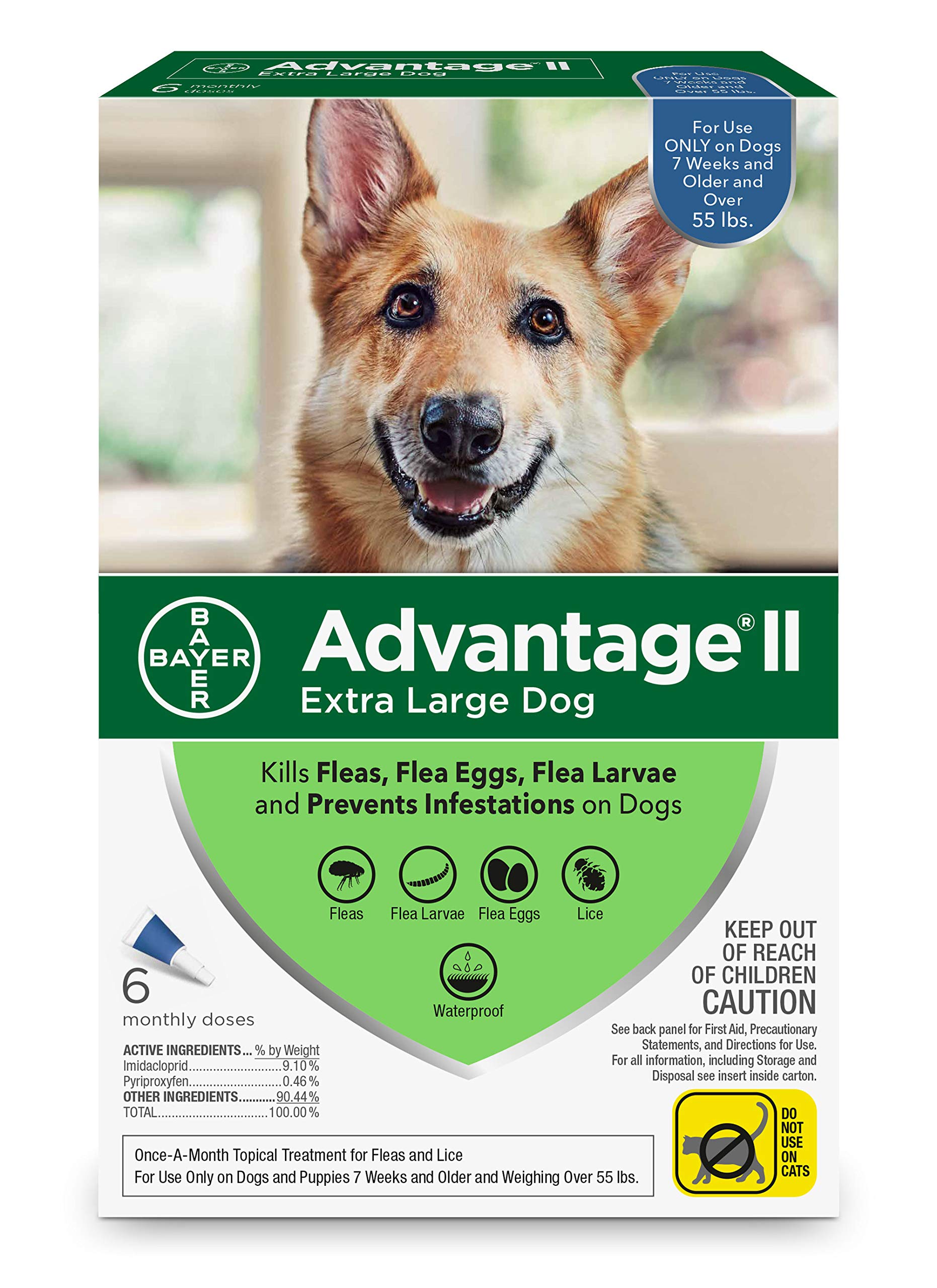 Bayer Advantage II Flea and Lice Treatment for X-Large Dogs, Over 55 lbs