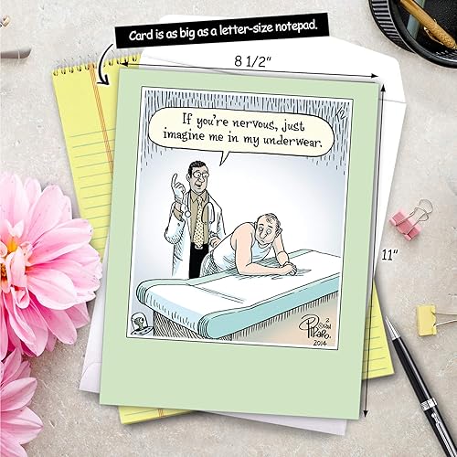 NobleWorks Big Funny Get Well Soon Card x 11 Inch) Cartoon Humor,  Feel Better Greeting If You're Ne