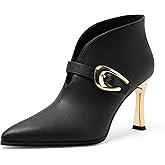 Muikecors Womens Ankle Boots Stiletto Closed Patent Pointed Kitten Heel Booties High Heel Fashion Ankle & Booties Slip on Winter Dress Evening Party Boots Shoes 3 Inch