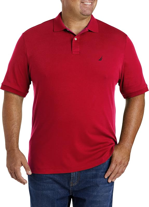 Polo de algodão de manga curta macia para homens, vermelha, XXX-Large