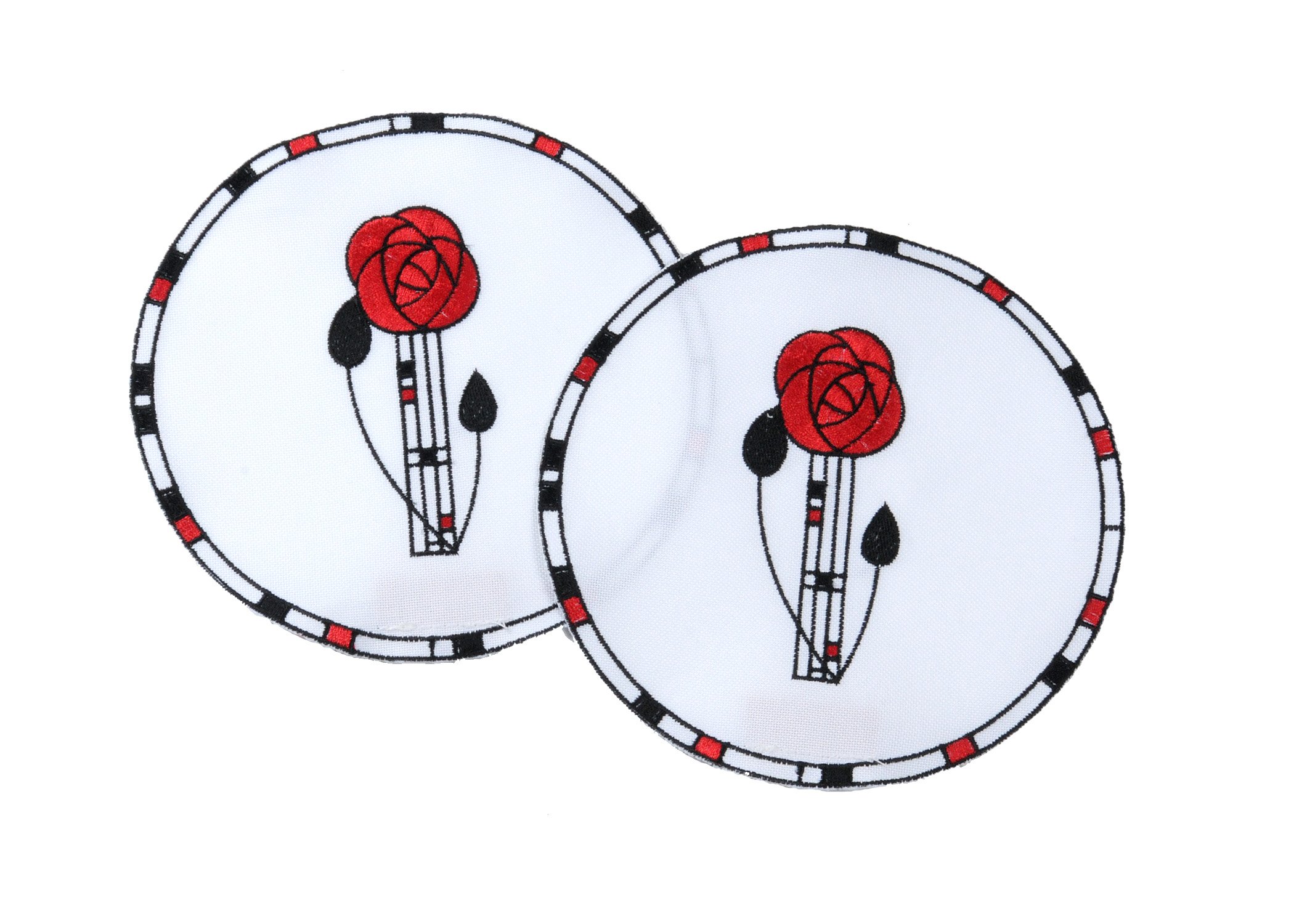 Justina Claire Pair of Doilies (small) in a Mackintosh Rose Design (red)