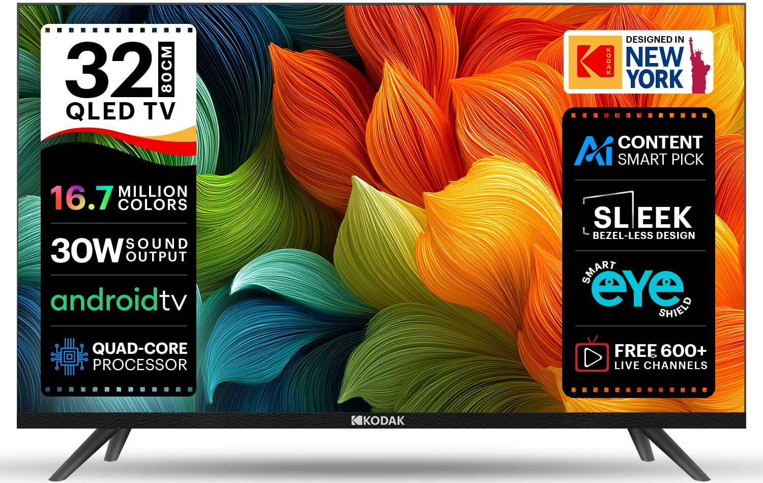 Kodak 80 cm (32 inches) 9XPRO Series HD Ready Certified Android LED TV 329X5051 (Black)