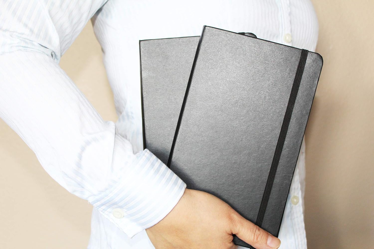 LYTek Classic Notebook Journals, 2 Pack 5.15"x8.25" Ruled Hardcover Notebooks, Faux Leather and Elastic Closure with Pocket, Premium Acid Free Paper, 200 Pages Per Pack. (Black) : Office Products