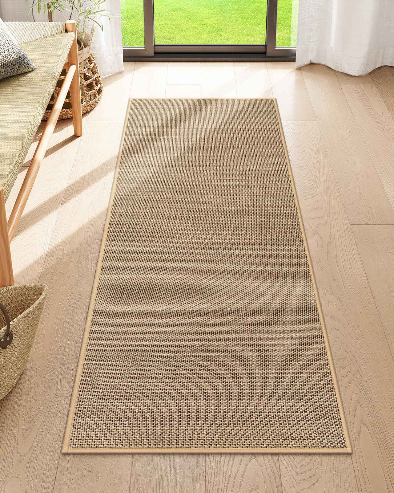 Photo 1 of Lahome Farmhouse Kitchen Runner, 2x5 Entryway Runner Rug Non Slip for Entryway Indoor Washable Carpet for Hallway Neutral Rug Runner Kitchen Mats for Floor Entry Bathroom, Beige