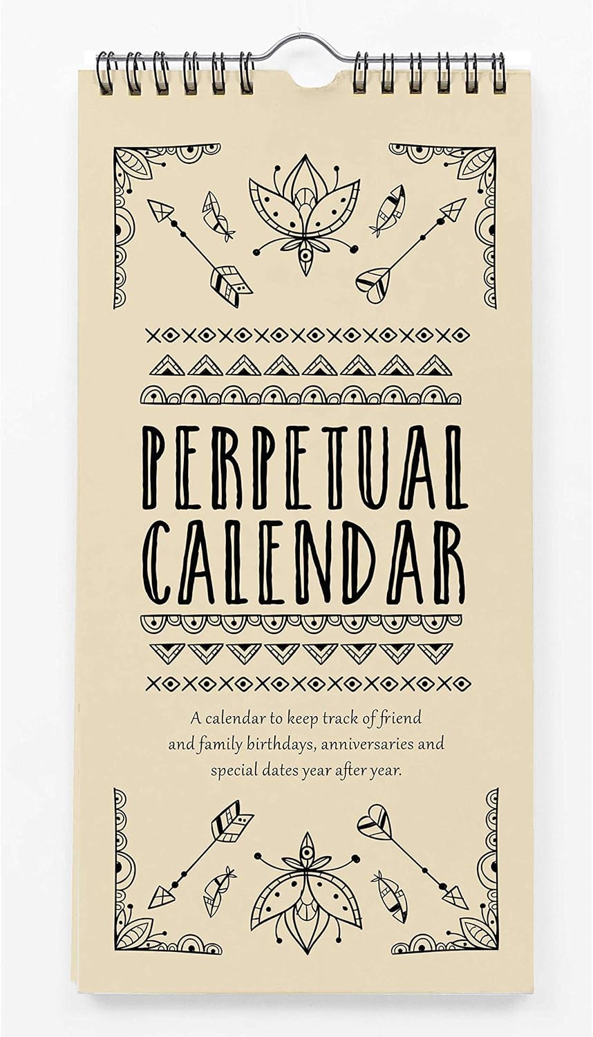 Inkdotpot Tribal Arrow Rustic Perpetual Calendar Birthday Wall Hanging Anniversary Special Event Reminder Calendar Book Journal Stationary Wall Hanging Birthday Gift Card Planner Organizer