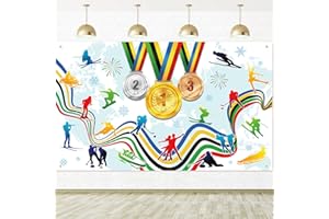 2026 Winter Sports Go for Gold Backdrop Banner, International Sports Background Banner for XXV Winter Events Games Party Deco
