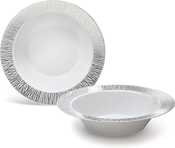 Amazon Occasions 40ピースプレートパック 使い捨てウェディングパーティープラスチックボウル 12オンススープボウル スターライト ホワイト シルバー Occasions Finest Plastic Tableware 仕切り皿 Amazon Occasions 40ピースプレートパック 使い捨てウェディングパーティープラスチックボウル 12オンススープボウル スターライト ホワイト シルバー Occasions Finest Plastic Tableware 仕切り皿