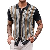Runcati Mens Knit Polo Shirts Vintage Casual Short Sleeve Shirt Golf Button Down Old Money Sweater