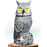 Ugold Solar Powered Snow Owl with Glowing Eyes, Rotatable Head, Realistic Hoots, Detection and Silent Mode, Garden Sculpture, Decoration for Home, Garden, Patio and Lawn