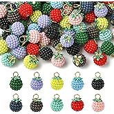 KitBeads 100Pcs Random Round Bayberry Charms Colorful Berry Ball 3D Fruit Charms for Bracelets Necklaces Earrings Jewelry Making Crafts