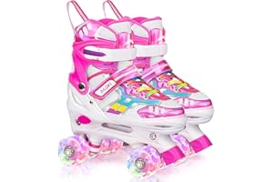 AILUKI Roller Skates for Girls and Boys,4 Size Adjustable Kids Toddler Roller Skates with Light up Wheels for Toddlers Children Outdoor Indoor