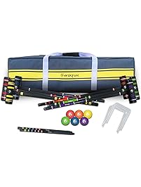 Harvil Complete Six-Player Croquet Set with Mallets, Balls, Stake Posts, Wickets and Carrying Case