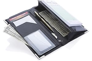 Sonic Server 5x9 11-Pocket Server Book Organizer with Double Magnetic Pockets, Zipper Pouch & Pen Holder for Waitress Waiter Waitstaff | Cross-Textured Black | Fits Apron Holds Guest Checks