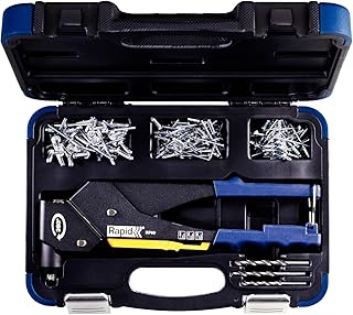 Rapid Blindnietzange RP60 Multi mit 360° drehbarem Kopf, Koffer inkl.  150 Nieten und 3 Bohrern, für ALU Niete von 3,2 - 4,8 mm