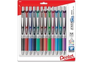 Pentel® EnerGel™ RTX Retractable Liquid Gel Pens, Medium Point, 0.7 mm, Assorted Colors, Pack Of 12 Pens