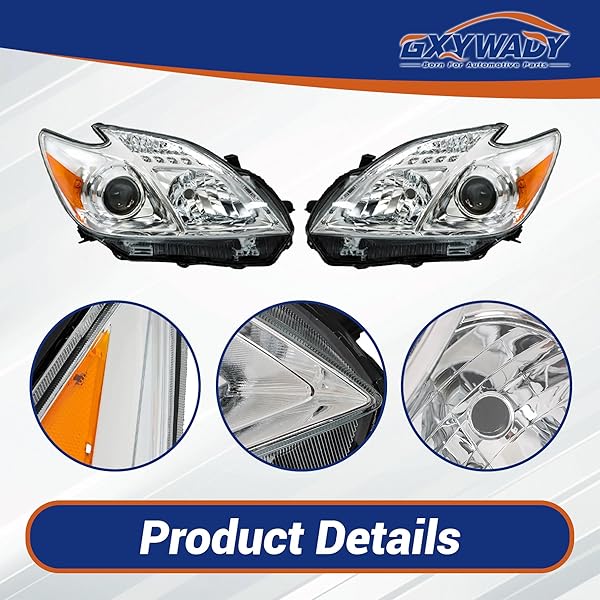 GXYWADY HEADLIGHT ASSEMBLY REPLACEMENT FOR PRIUS 2012-2015 PASSENGER AND DRIVER SIDES 8113047520 8117047520 TO2518134C TO2519134C