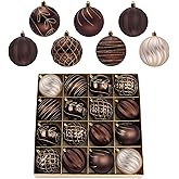 DounakeEvth Christmas Ornaments for Xmas Trees, 16ct Bronze Copper Shatterproof Fall Christmas Tree Decorations, 3.15 Inches Luxury Hanging Ball Ornaments for Holiday Party Decor