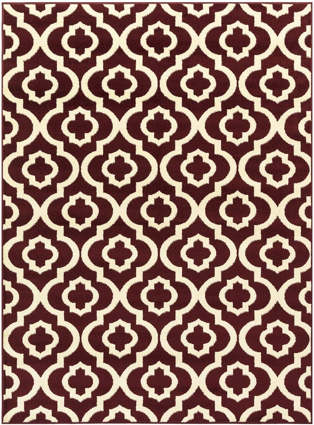 Regal Collection Moroccan Trellis Lattice Area Rug, 5' 2" x 7' 2", 1176 Burgundy/Bone