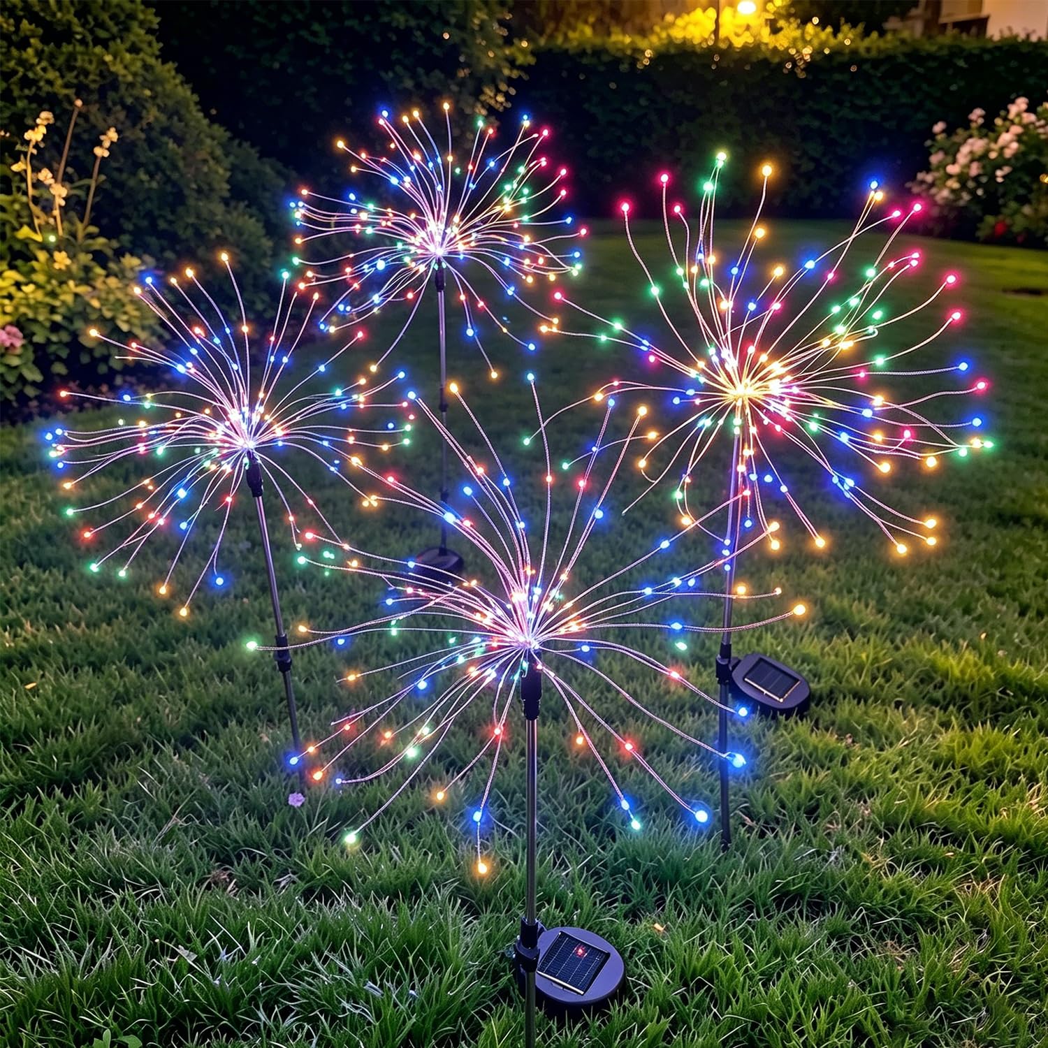 Joysing Solar Firework Lights - Outdoor Garden 4 x 120 LED, 8 Modes Starburst with Remote, Waterproof Firefly for Backyard Patio Wedding Decoration (Multicolor) — image 1