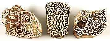 Guru-Shop Holz Stempel Set 2, 6x4 cm, Indische Holzstempel