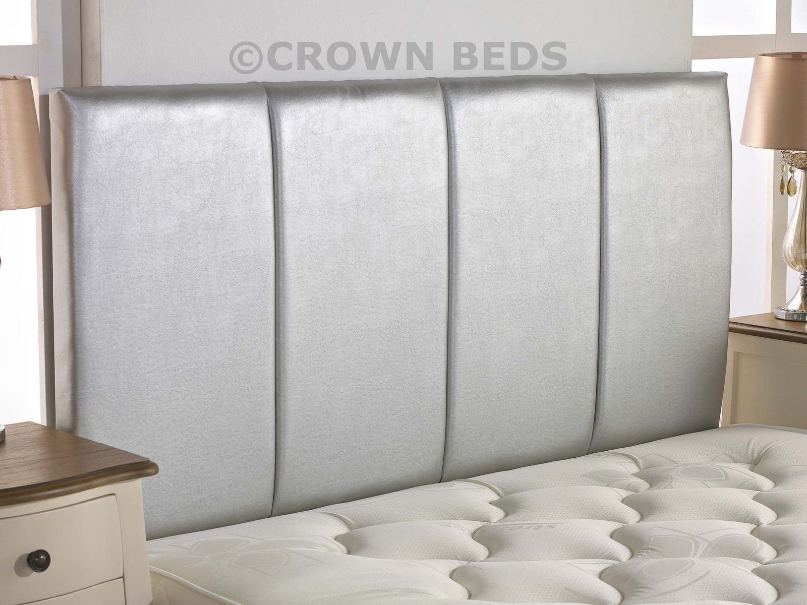 QUALITY FAUX LEATHER SANDRINGHAM HEADBOARD IN 2ft6,3ft,4ft,4ft6,5ft,6ft NEW!!!!! (4FT SMALL DOUBLE, SILVER)