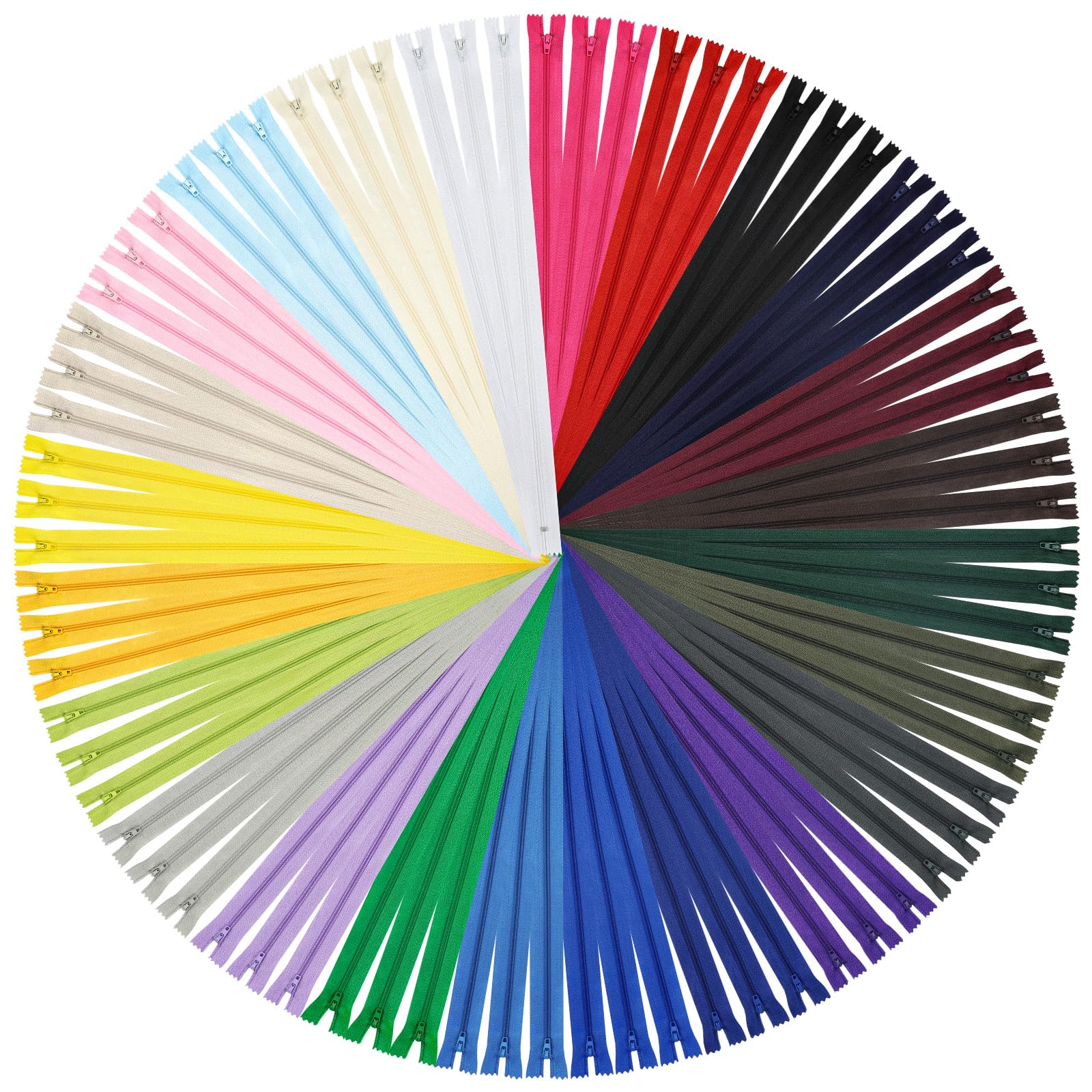 DOITEM 72pcs 8 Inch Zippers Sewing 20cm Nylon Coil Colorful Zippers Zips Zip Sewing Crafts 24 Assorted Colors (Multicoloured, 20cm) — image 1