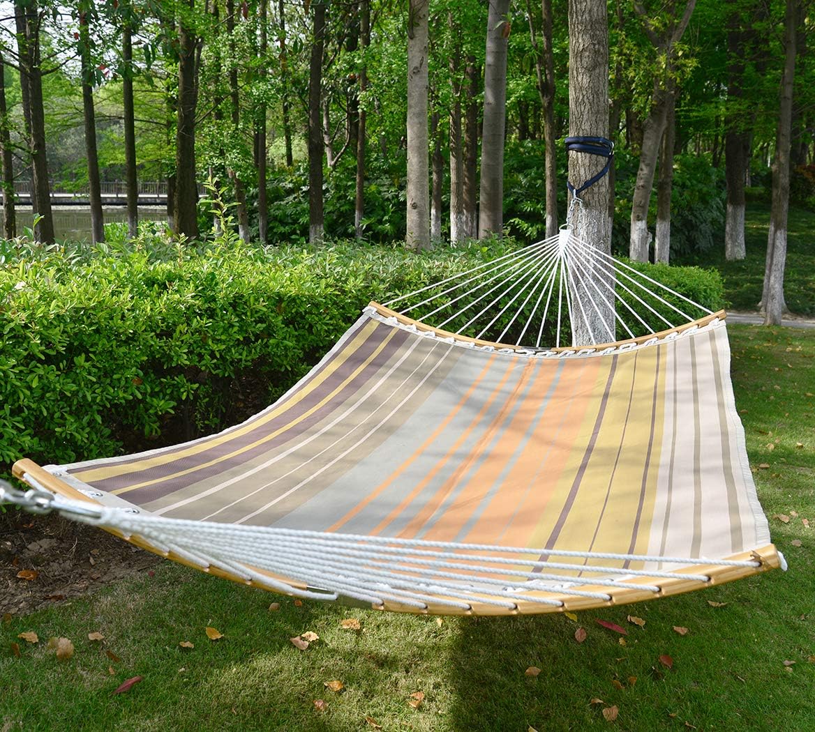 Patio Watcher 14 FT Quick Dry Hammock Folding Curved Bamboo Spreader Bar Portable Hammock for Camping Outdoor Patio Yard, Water Resistance and UV Resistance : Garden & Outdoor