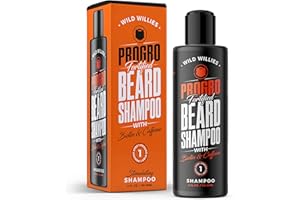 Wild Willies PROGRO Beard Growth & Revitalizing Shampoo with Biotin & Caffeine for Facial Hair Growth, Hydration & Softener, Beard wash for men, 4oz