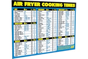 AKS MAGNETS Air Fryer Cheat Sheet Magnet - Extra Large Easy to Read Airfryer Accessory - Magnetic Air Fryer Cooking Times Chart, Kitchen Gadget Reference Guide for 90 Airfry Foods - Air Fryer Accessories (Blue)