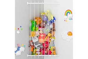 MASADI Stuffed Animal Storage Wall, Corner Plush Toys Holder with Star Pattern, Hanging Toy Organizer Shelf for Nursery Bedroom Kid Room Decor Organization